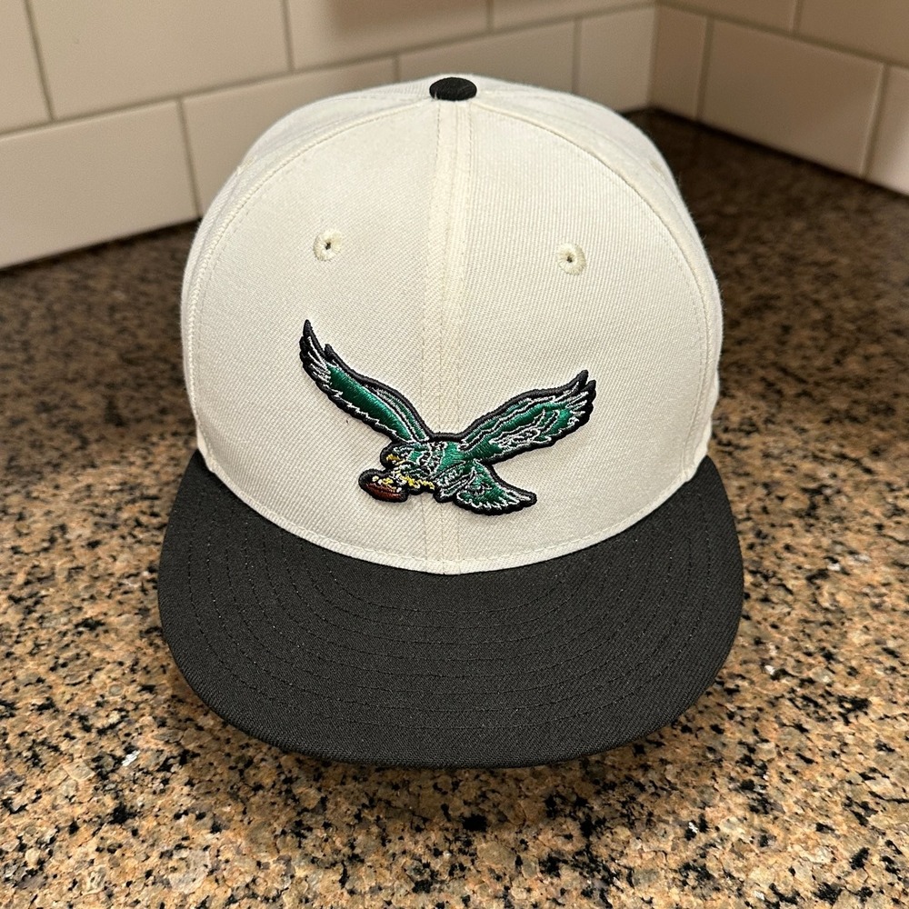 Philadelphia Eagles New Era 59FIFTY Fitted Hat 7 1/4 Cream Black NFL